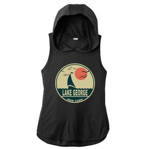 Lake George New York Ladies PosiCharge Tri-Blend Wicking Draft Hoodie Tank