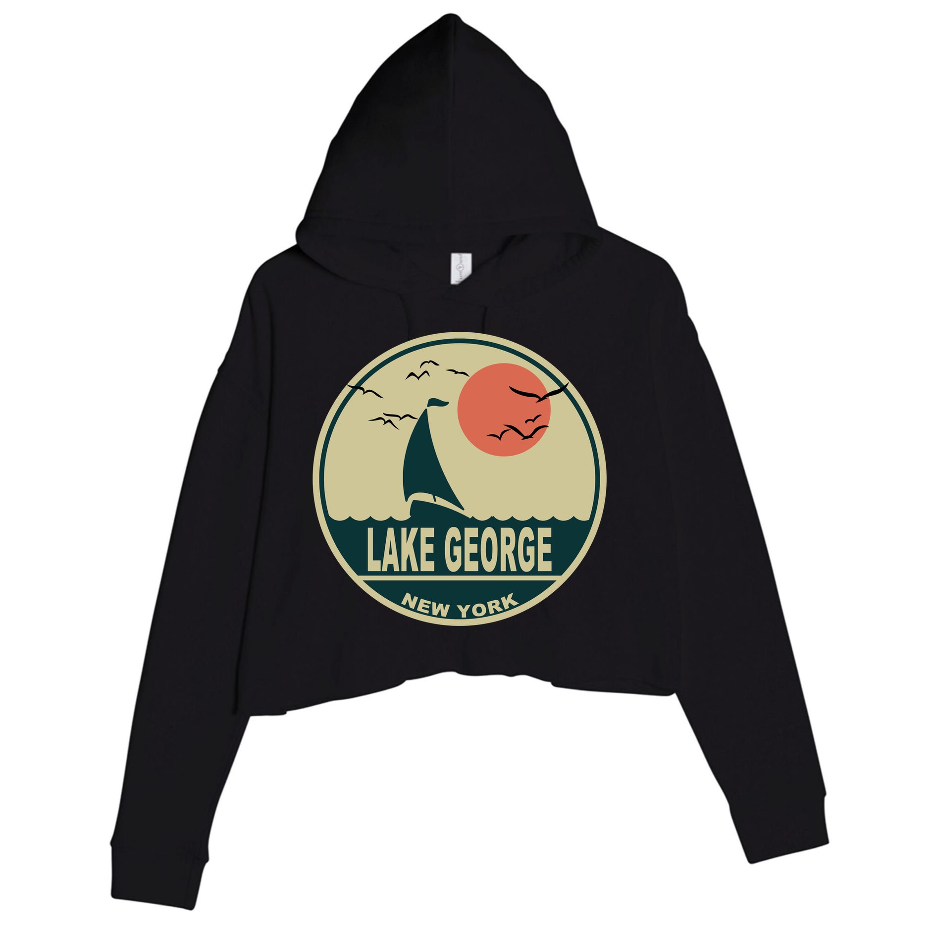 Lake George New York Crop Fleece Hoodie