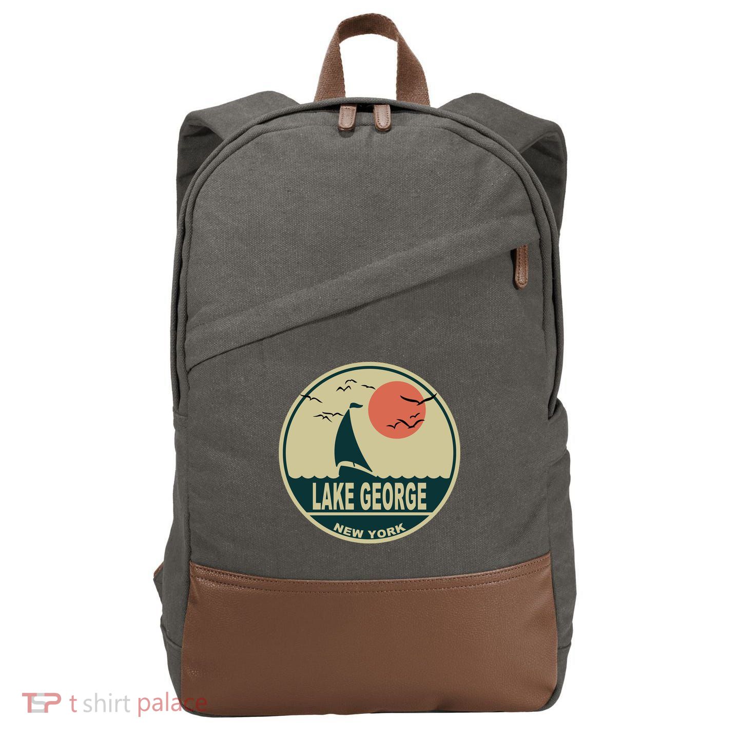 Lake George New York Cotton Canvas Backpack
