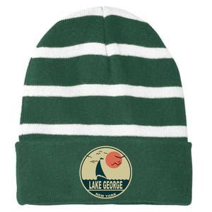 Lake George New York Striped Beanie with Solid Band