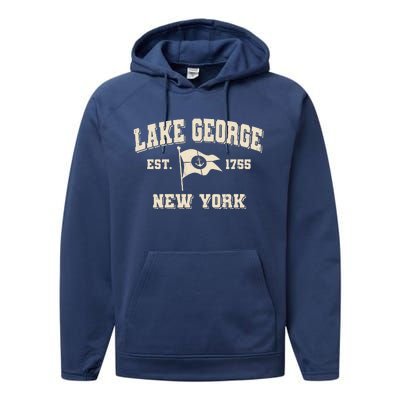 Lake George New York Est. 1755  Performance Fleece Hoodie