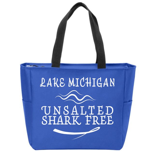 Lake Michigan Unsalted Shark Free Zip Tote Bag