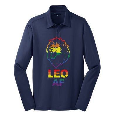 Leo AF Lion LGBT For August And July Birthday Gift Silk Touch Performance Long Sleeve Polo