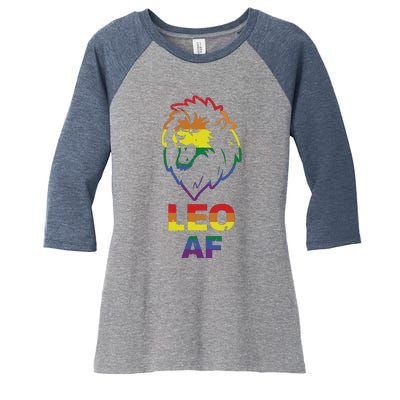 Leo AF Lion LGBT For August And July Birthday Gift Women's Tri-Blend 3/4-Sleeve Raglan Shirt