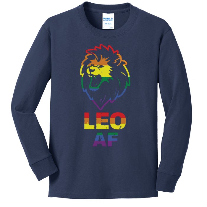 Leo AF Lion LGBT For August And July Birthday Gift Kids Long Sleeve Shirt