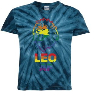 Leo AF Lion LGBT For August And July Birthday Gift Kids Tie-Dye T-Shirt