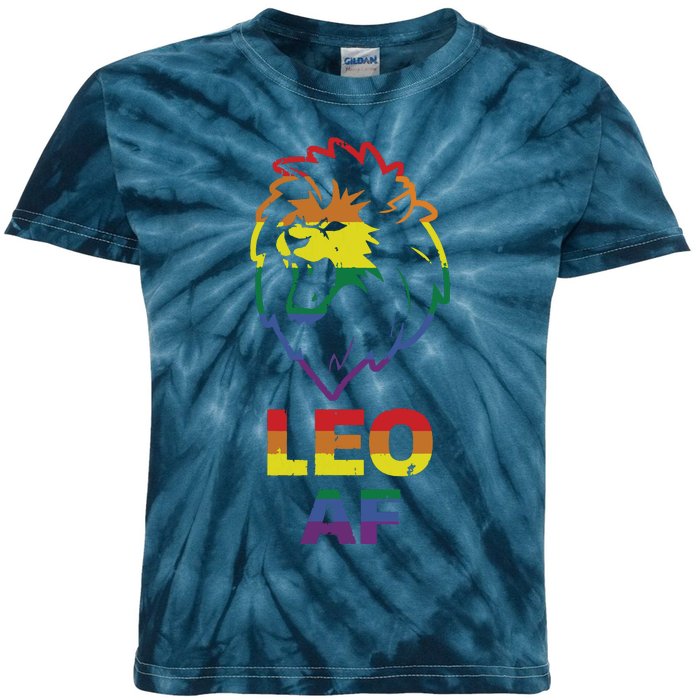 Leo AF Lion LGBT For August And July Birthday Gift Kids Tie-Dye T-Shirt