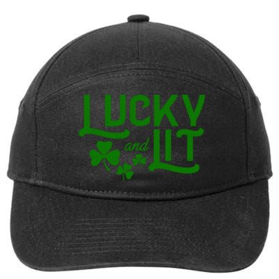 Lucky And Lit Funny St Paddy's Clover 7-Panel Snapback Hat