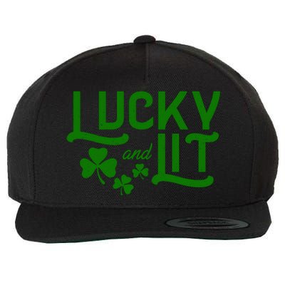 Lucky And Lit Funny St Paddy's Clover Wool Snapback Cap