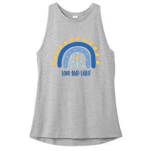 Love And Light Hanukkah Rainbow Jewish Holiday Wo Ladies PosiCharge Tri-Blend Wicking Tank