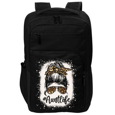 Leopard Aunt Life Messy Bun Bleached Auties Mothers Day Impact Tech Backpack