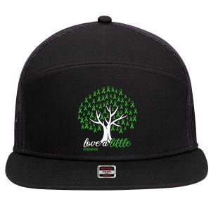 Love A Little Green Ribbon Tree Dwarfism Awareness 7 Panel Mesh Trucker Snapback Hat