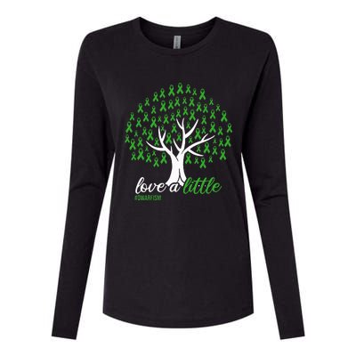 Love A Little Green Ribbon Tree Dwarfism Awareness Womens Cotton Relaxed Long Sleeve T-Shirt