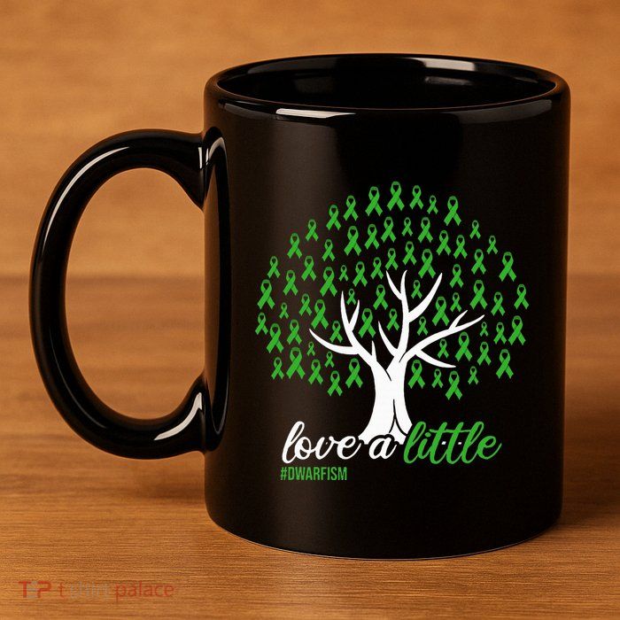 Love A Little Green Ribbon Tree Dwarfism Awareness 11oz C Handle Ceramic Mug