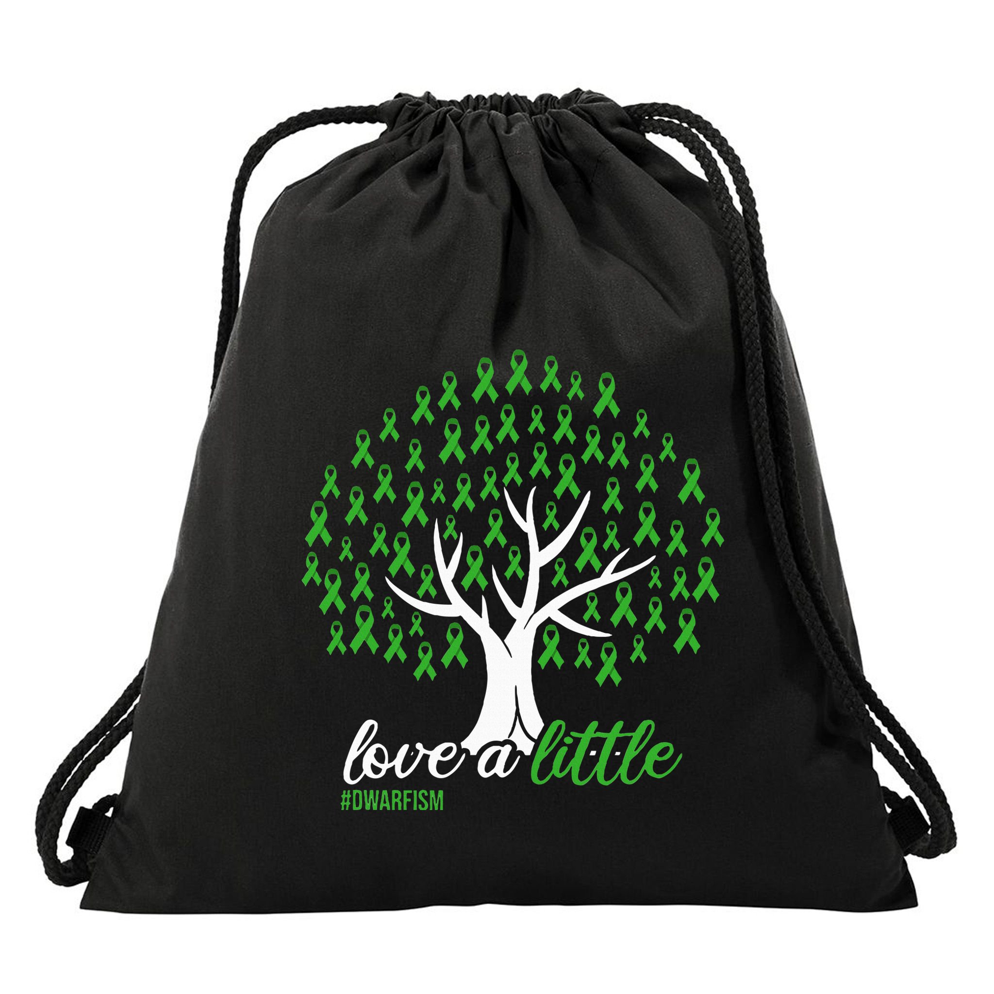 Love A Little Green Ribbon Tree Dwarfism Awareness Drawstring Bag