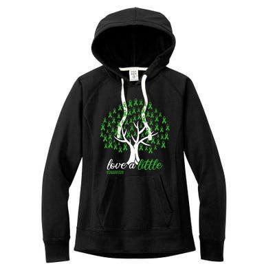 Love A Little Green Ribbon Tree Dwarfism Awareness Women's Fleece Hoodie