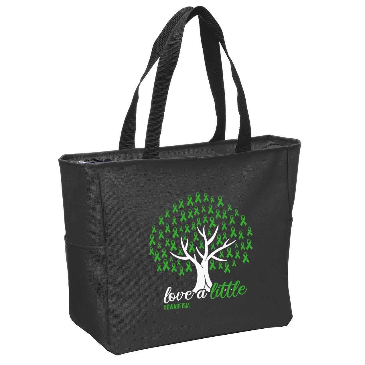 Love A Little Green Ribbon Tree Dwarfism Awareness Zip Tote Bag