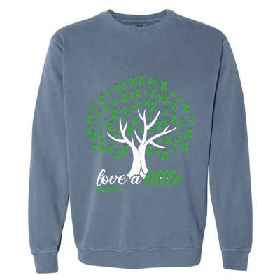 Love A Little Green Ribbon Tree Dwarfism Awareness Garment-Dyed Sweatshirt