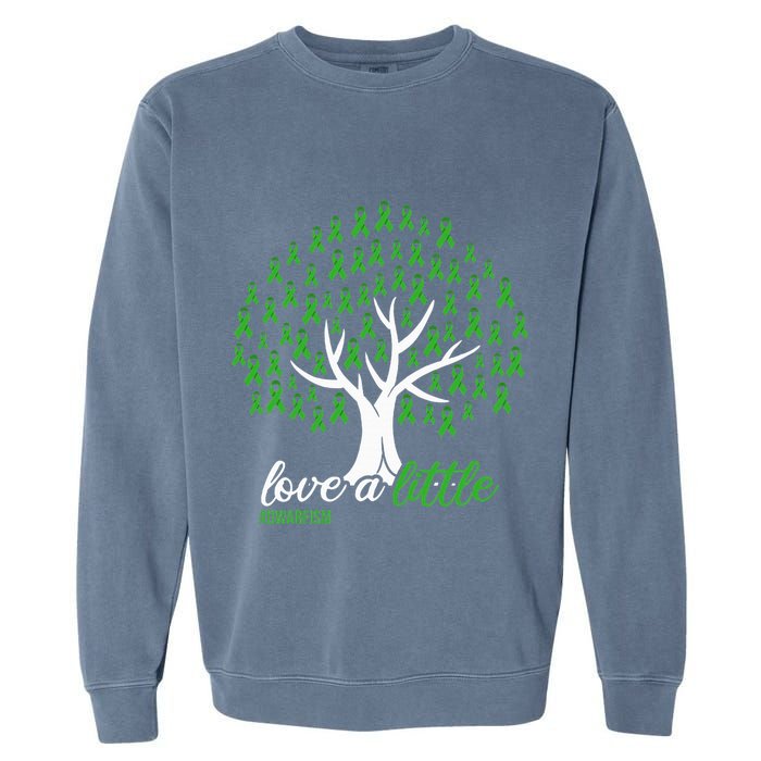 Love A Little Green Ribbon Tree Dwarfism Awareness Garment-Dyed Sweatshirt