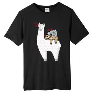 Llama And Lazy Sloth With Koala Mama Bear Valentines Gift Tall Fusion ChromaSoft Performance T-Shirt