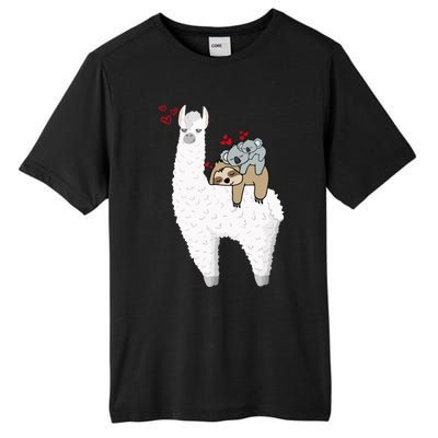 Llama And Lazy Sloth With Koala Mama Bear Valentines Gift Tall Fusion ChromaSoft Performance T-Shirt