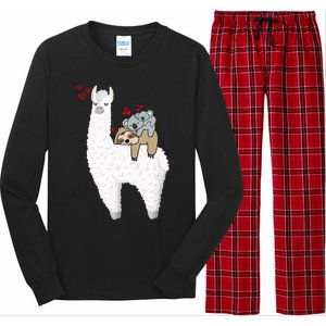 Llama And Lazy Sloth With Koala Mama Bear Valentines Gift Long Sleeve Pajama Set