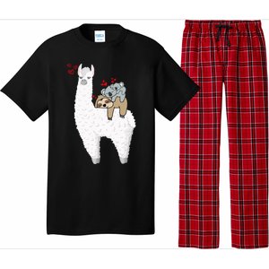 Llama And Lazy Sloth With Koala Mama Bear Valentines Gift Pajama Set