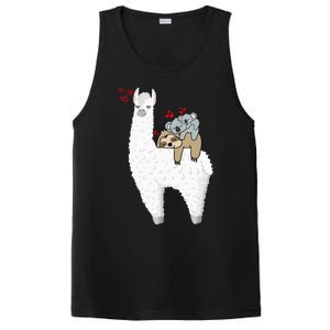 Llama And Lazy Sloth With Koala Mama Bear Valentines Gift PosiCharge Competitor Tank