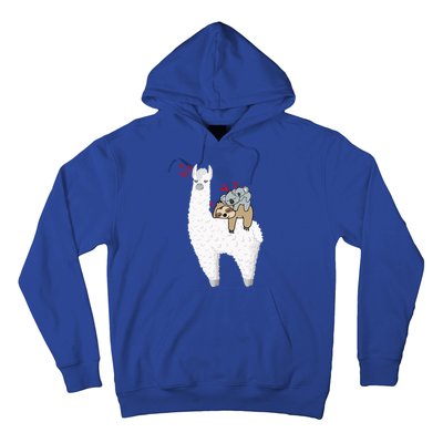 Llama And Lazy Sloth With Koala Mama Bear Valentines Gift Hoodie