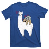 Llama And Lazy Sloth With Koala Mama Bear Valentines Gift T-Shirt