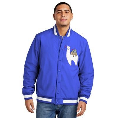 Llama And Lazy Sloth With Koala Mama Bear Valentines Gift Insulated Varsity Jacket