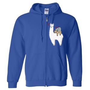 Llama And Lazy Sloth With Koala Mama Bear Valentines Gift Full Zip Hoodie