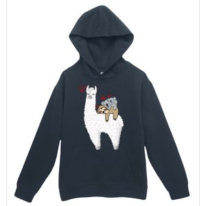 Llama And Lazy Sloth With Koala Mama Bear Valentines Gift Urban Pullover Hoodie