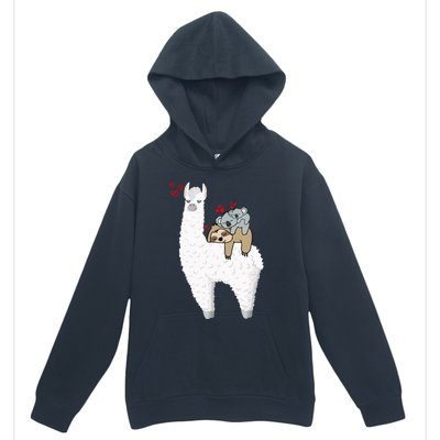 Llama And Lazy Sloth With Koala Mama Bear Valentines Gift Urban Pullover Hoodie