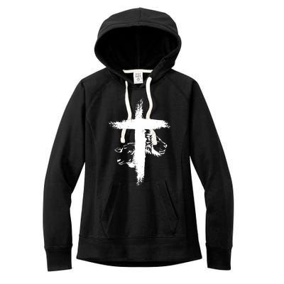 Lion And Lamb Cross Women's Fleece Hoodie