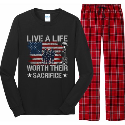 Live A Life Worth Their Sacrifice Gift Veterans Day Gift Long Sleeve Pajama Set