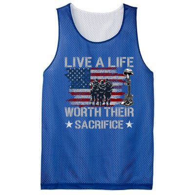 Live A Life Worth Their Sacrifice Gift Veterans Day Gift Mesh Reversible Basketball Jersey Tank