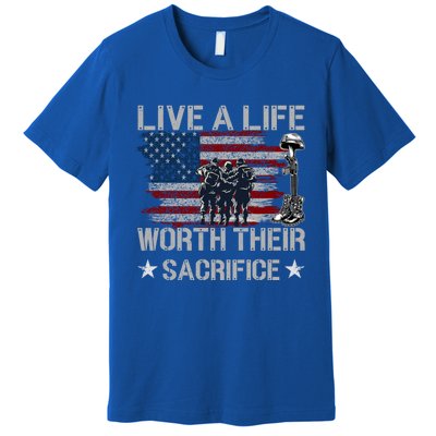 Live A Life Worth Their Sacrifice Gift Veterans Day Gift Premium T-Shirt