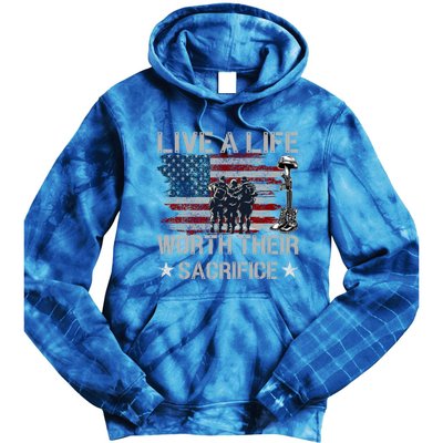 Live A Life Worth Their Sacrifice Gift Veterans Day Gift Tie Dye Hoodie