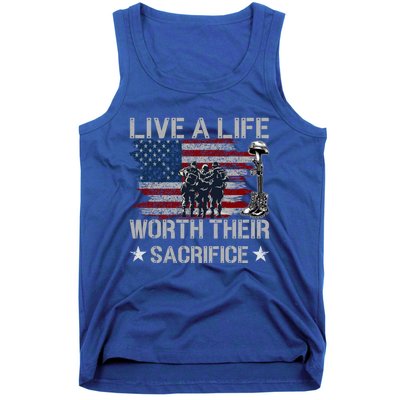 Live A Life Worth Their Sacrifice Gift Veterans Day Gift Tank Top