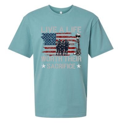 Live A Life Worth Their Sacrifice Gift Veterans Day Gift Sueded Cloud Jersey T-Shirt