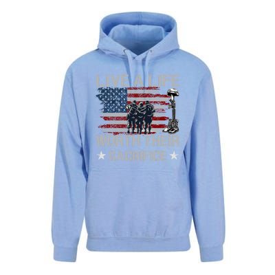 Live A Life Worth Their Sacrifice Gift Veterans Day Gift Unisex Surf Hoodie