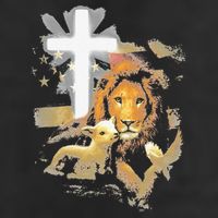Lion And Lamb Cross Jesus Christ 7 Panel Mesh Trucker Snapback Hat