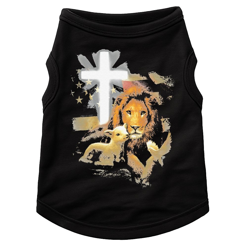 Lion And Lamb Cross Jesus Christ Doggie Tank