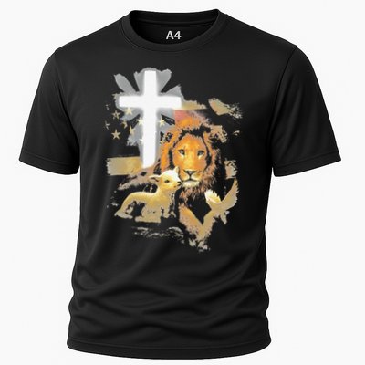 Lion And Lamb Cross Jesus Christ Performance Shirt