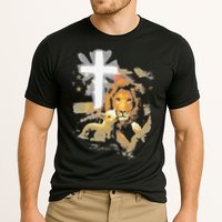 Lion And Lamb Cross Jesus Christ Cooling Performance Crew T-Shirt