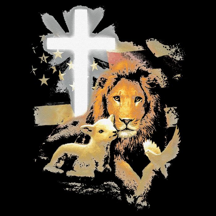 Lion And Lamb Cross Jesus Christ Cooling Performance Crew T-Shirt