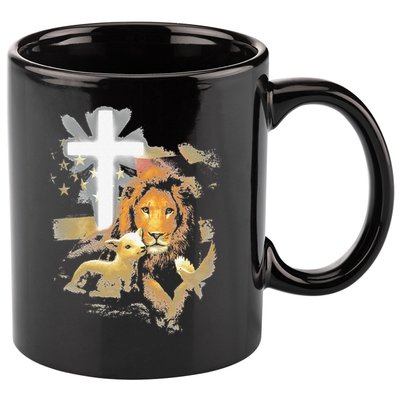 Lion And Lamb Cross Jesus Christ 11oz C Handle Ceramic Mug