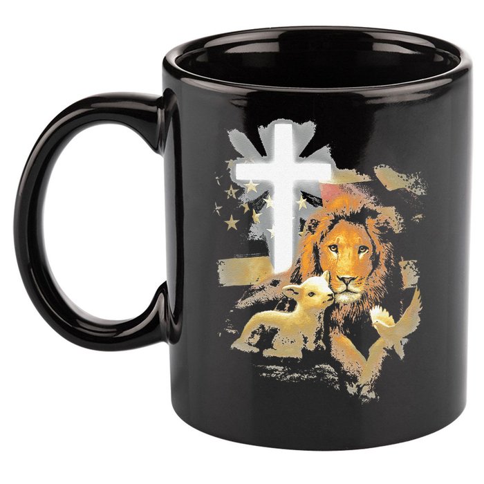 Lion And Lamb Cross Jesus Christ 11oz C Handle Ceramic Mug