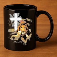 Lion And Lamb Cross Jesus Christ 11oz C Handle Ceramic Mug